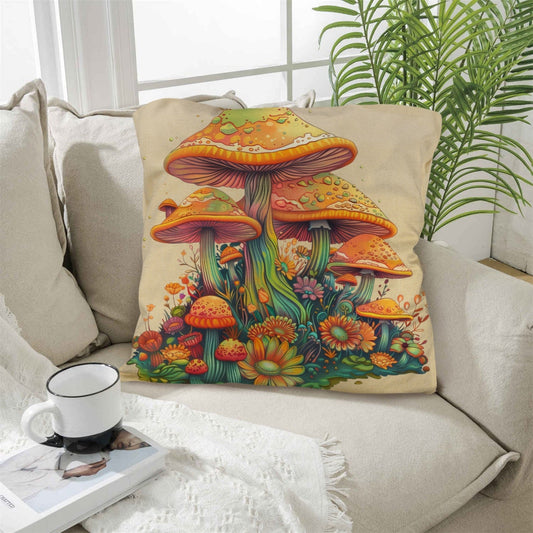 Retro Mushrooms Pillow Case Made in America  DAME BOHEME