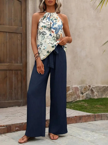 Printed Tank Top and Wide Leg Pants Set  DAME BOHEME