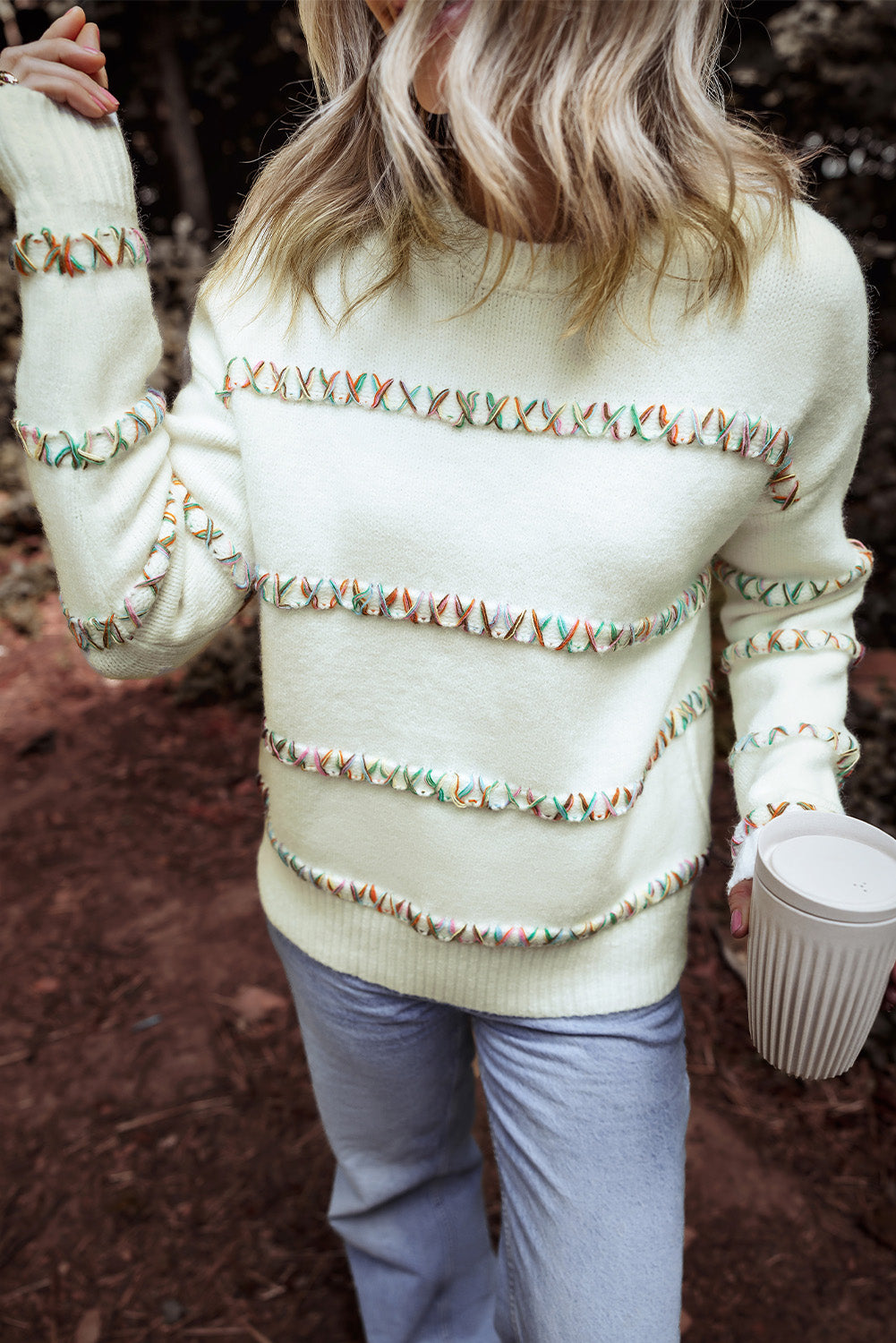 Braelyn Colorful Crossed Stitch Sweater  DAME BOHEME