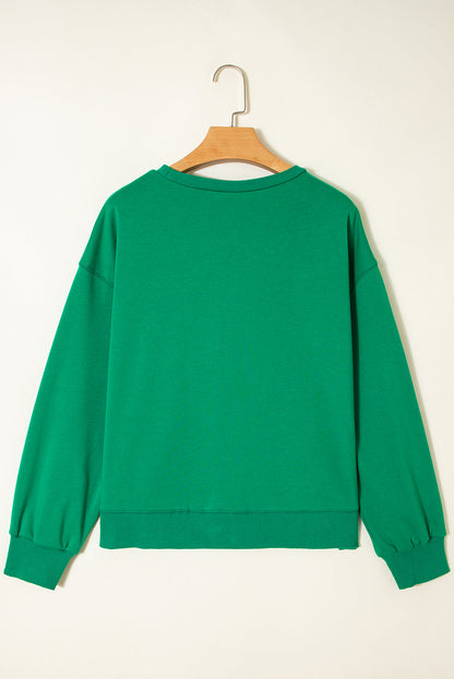 Sea Green HOLLY JOLLY Letter Christmas Holiday Sweatshirt  DAME BOHEME