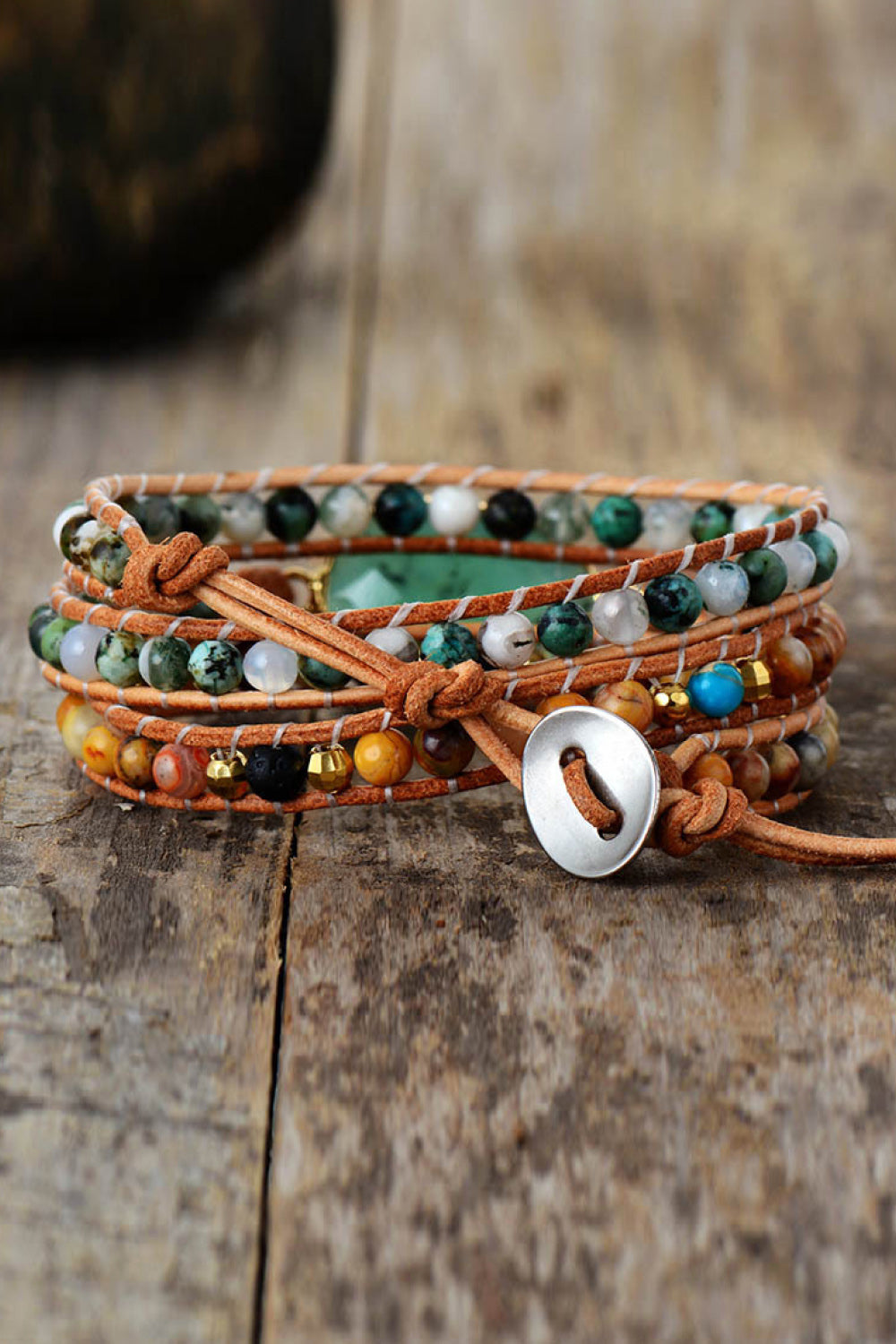 Natural Stone & Agate Layered Bracelet Trendsi