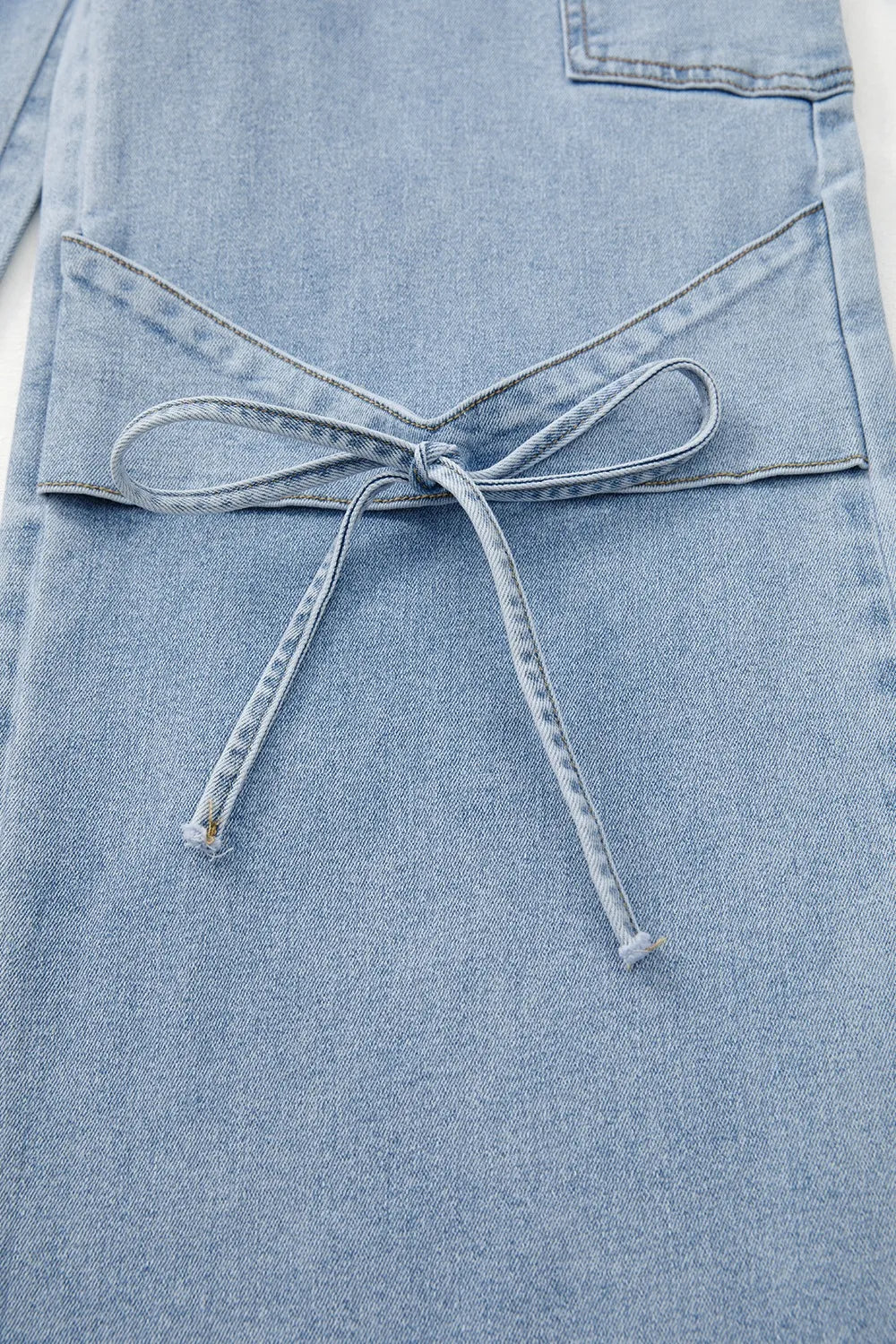Light Wash Bowknot Ties Cargo Jeans Simply Love