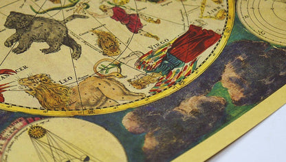 Ancient Constellation Map Zodiac Kraft Paper Art  DAME BOHEME