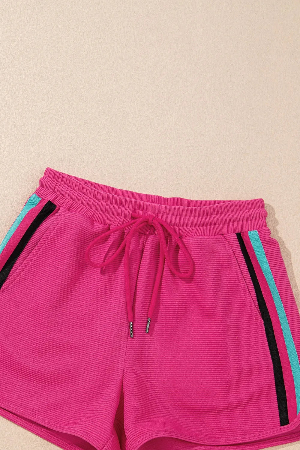 Striped Detail Flutter Sleeve Zipped Collar Top and Short Set  DAME BOHEME