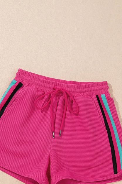 Striped Detail Flutter Sleeve Zipped Collar Top and Short Set  DAME BOHEME