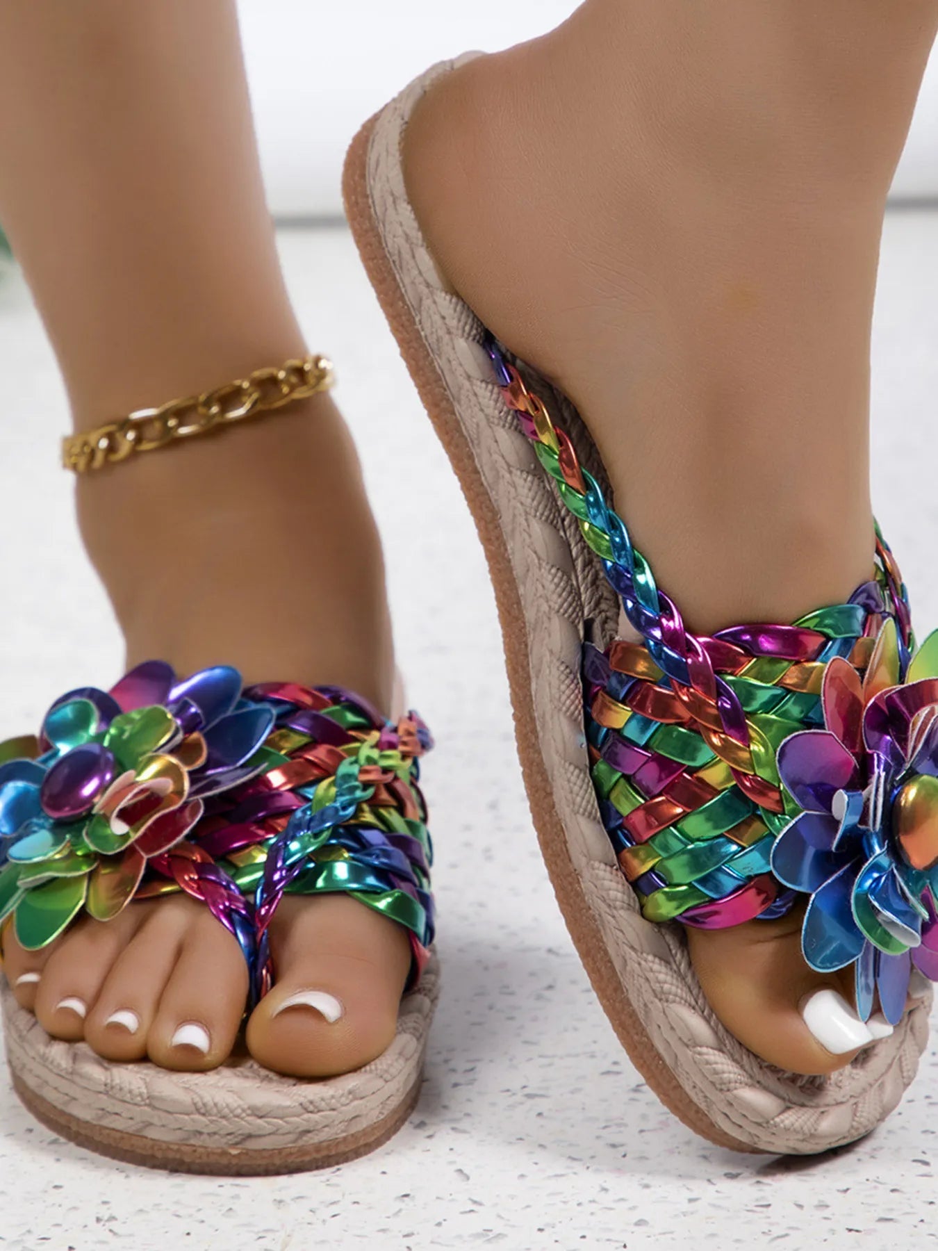 Floral Embellished Comfort Slide Sandals Trendsi