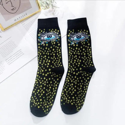 Fashion Colorful Print Socks Women Mushroom Spring Woman Socks Cotton Socks For Women Cotton Men's and Women's Printed Funky Socks - Unisex Mid Crew Length Breathable Pure Cotton Super Soft Quirky Prints Socks  DAME BOHEME