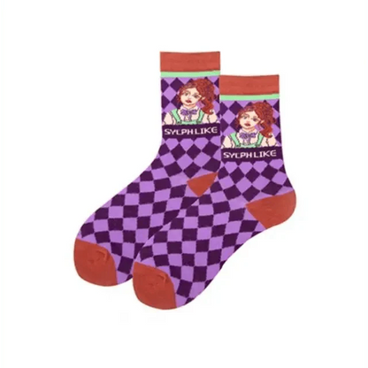 Fashion Colorful Print Socks Women Mushroom Spring Woman Socks Cotton Socks For Women Cotton Men's and Women's Printed Funky Socks - Unisex Mid Crew Length Breathable Pure Cotton Super Soft Quirky Prints Socks  DAME BOHEME