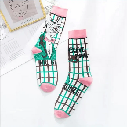 Fashion Colorful Print Socks Women Mushroom Spring Woman Socks Cotton Socks For Women Cotton Men's and Women's Printed Funky Socks - Unisex Mid Crew Length Breathable Pure Cotton Super Soft Quirky Prints Socks  DAME BOHEME