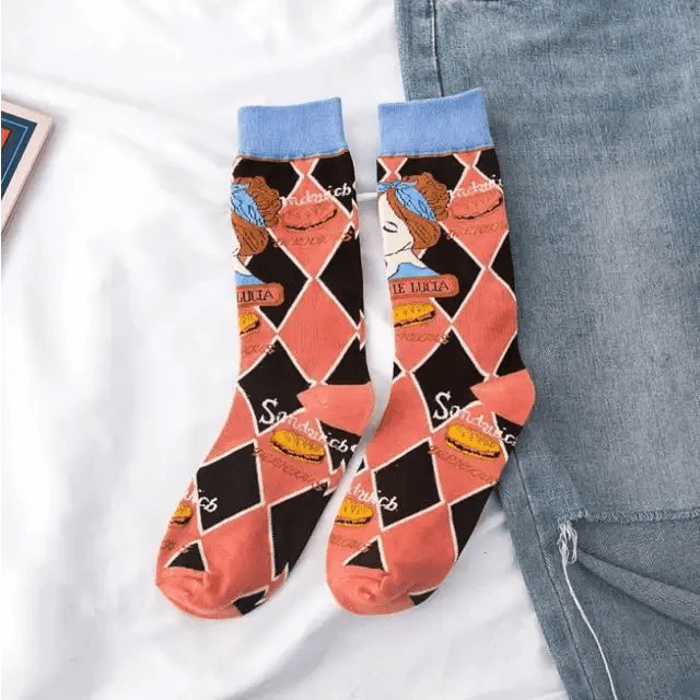 Fashion Colorful Print Socks Women Mushroom Spring Woman Socks Cotton Socks For Women Cotton Men's and Women's Printed Funky Socks - Unisex Mid Crew Length Breathable Pure Cotton Super Soft Quirky Prints Socks  DAME BOHEME