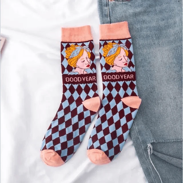 Fashion Colorful Print Socks Women Mushroom Spring Woman Socks Cotton Socks For Women Cotton Men's and Women's Printed Funky Socks - Unisex Mid Crew Length Breathable Pure Cotton Super Soft Quirky Prints Socks  DAME BOHEME