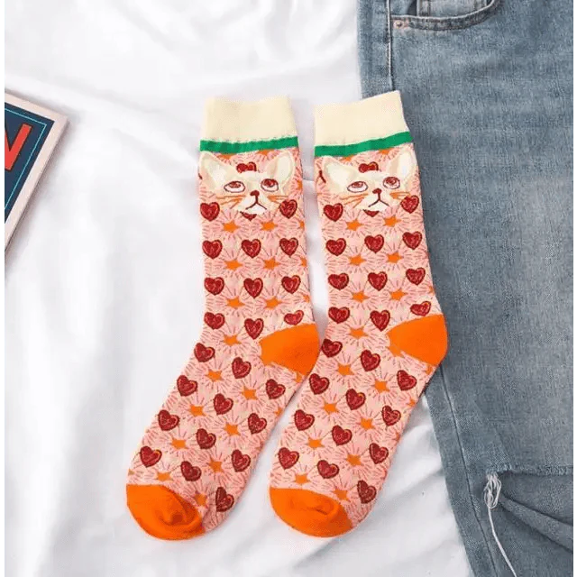 Fashion Colorful Print Socks Women Mushroom Spring Woman Socks Cotton Socks For Women Cotton Men's and Women's Printed Funky Socks - Unisex Mid Crew Length Breathable Pure Cotton Super Soft Quirky Prints Socks  DAME BOHEME