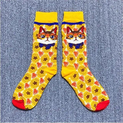 Fashion Colorful Print Socks Women Mushroom Spring Woman Socks Cotton Socks For Women Cotton Men's and Women's Printed Funky Socks - Unisex Mid Crew Length Breathable Pure Cotton Super Soft Quirky Prints Socks  DAME BOHEME