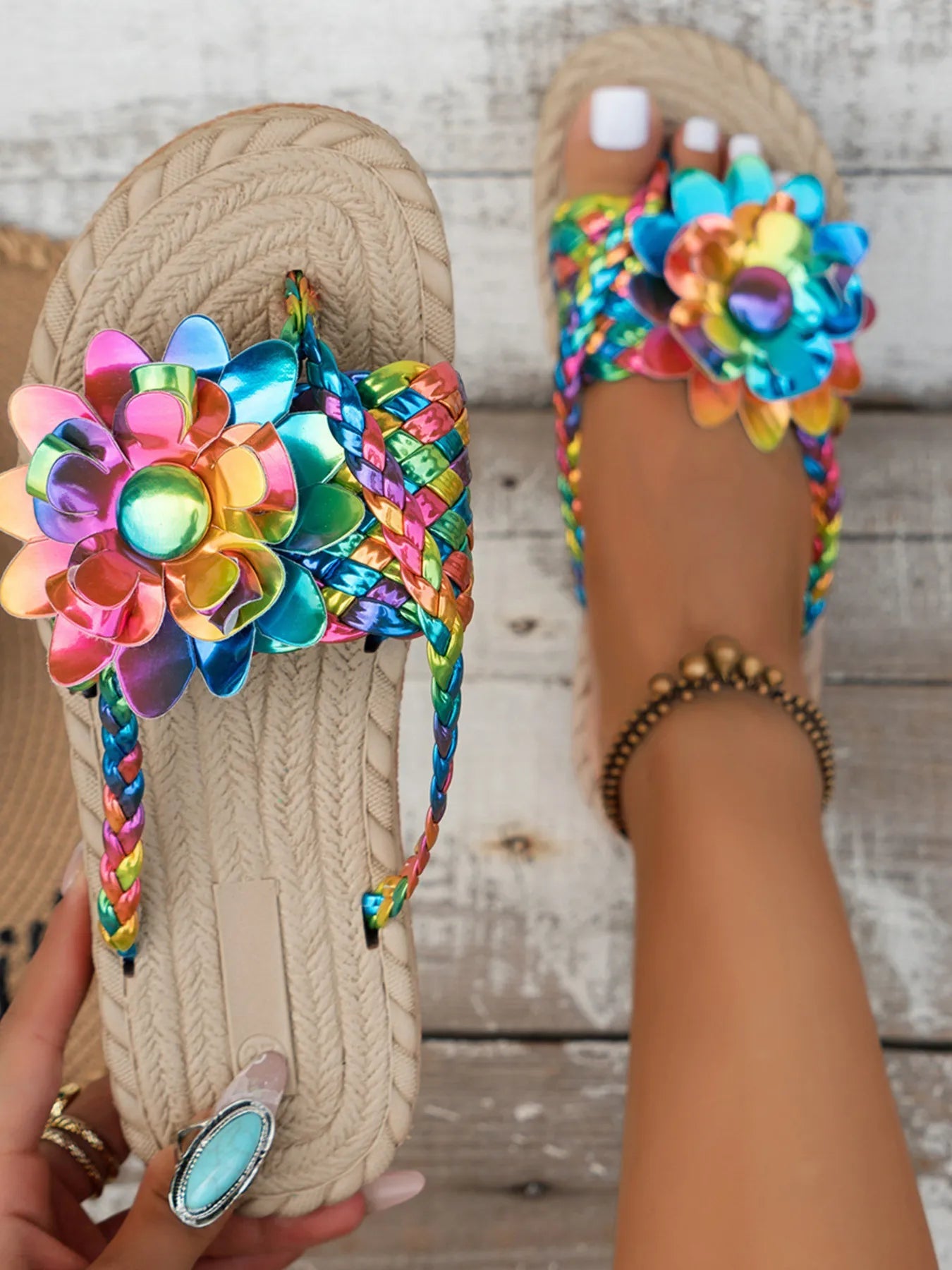 Floral Embellished Comfort Slide Sandals Trendsi