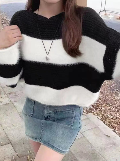 Color Block Dropped Shoulder Sweater  DAME BOHEME