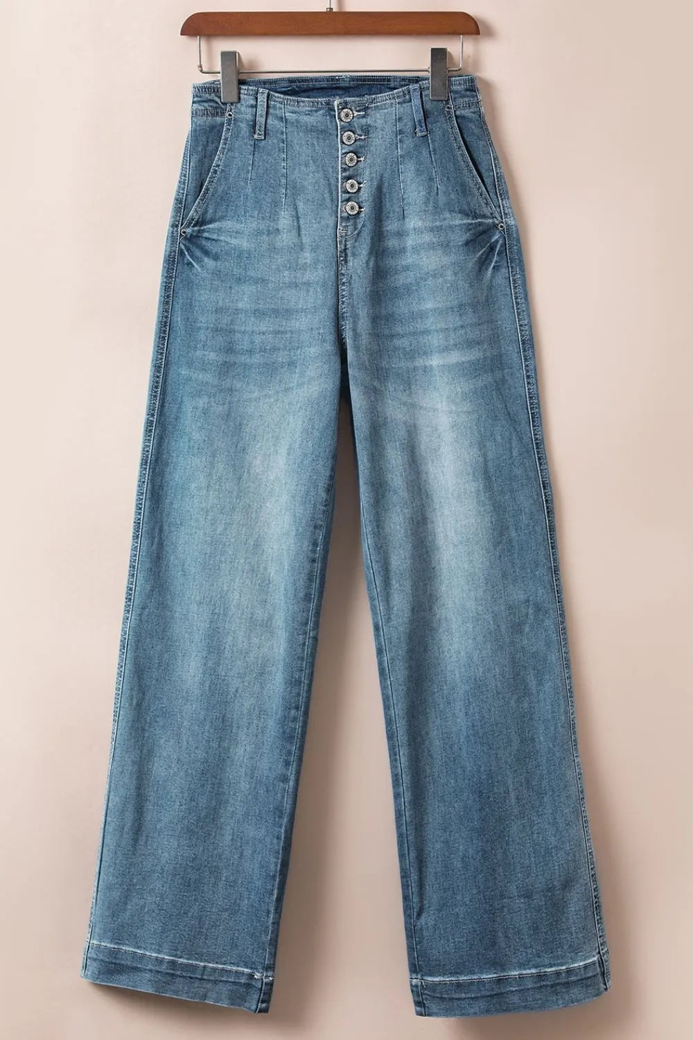 Button Fly High Waist Flared Jeans Simply Love