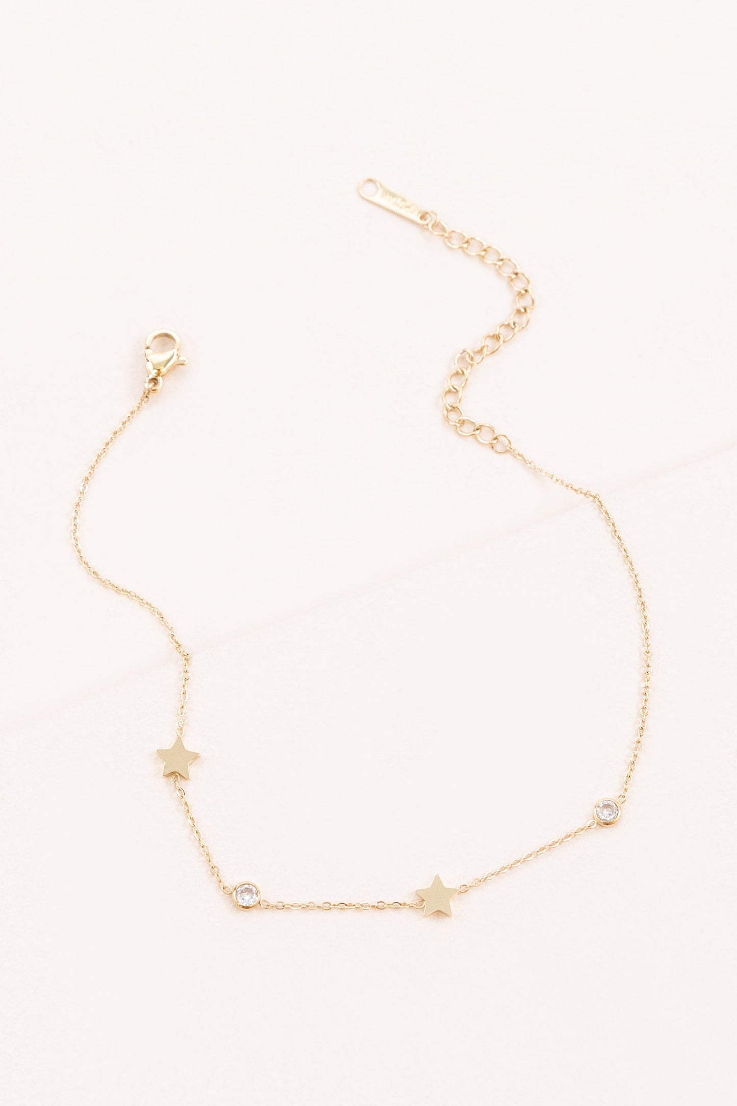 Starry Eyed Rhinestone Anklet, Gold Plated Lovoda