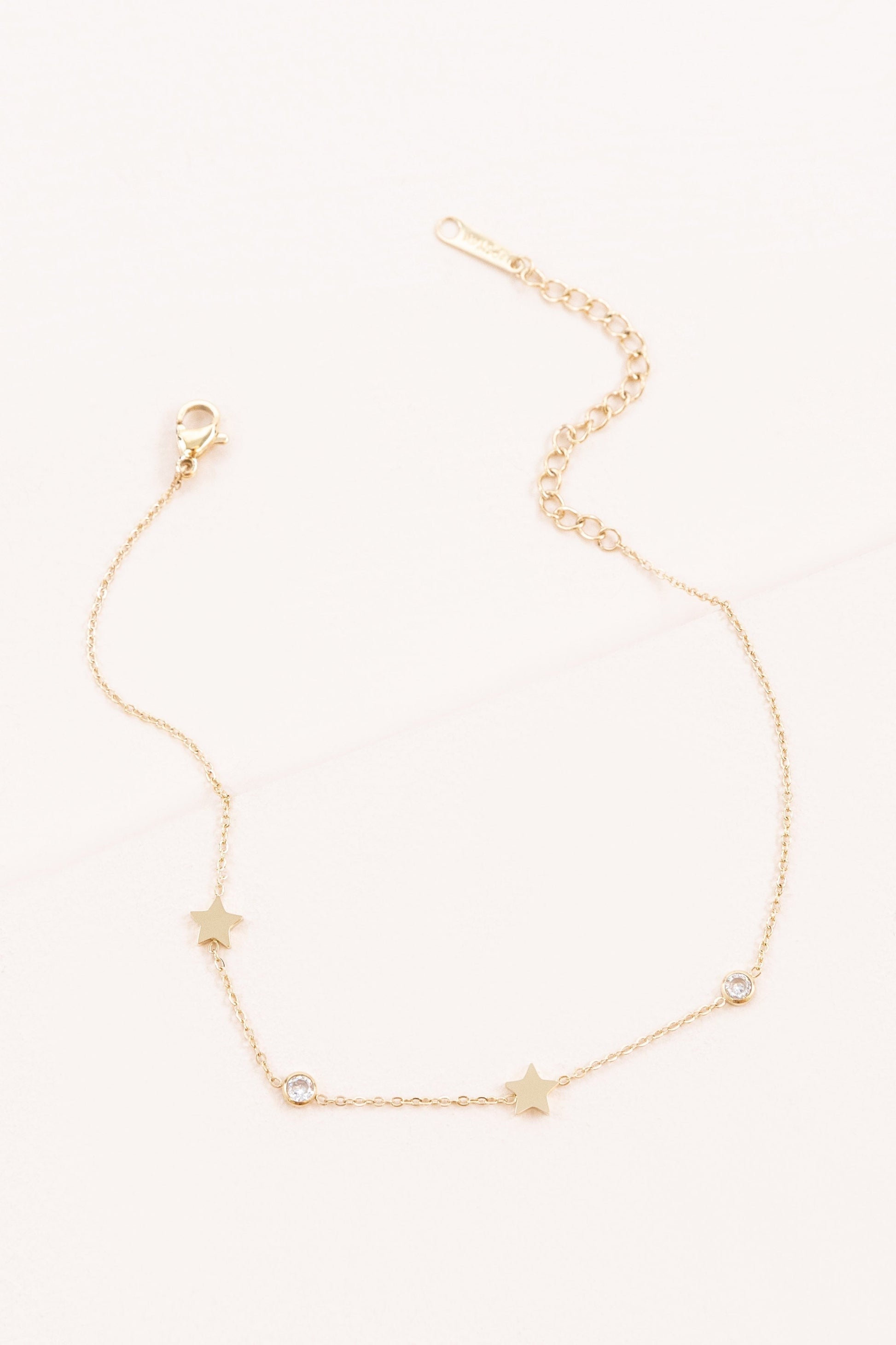 Starry Eyed Rhinestone Anklet, Gold Plated Lovoda