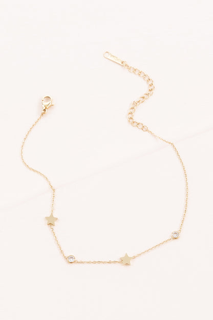 Starry Eyed Rhinestone Anklet, Gold Plated Lovoda