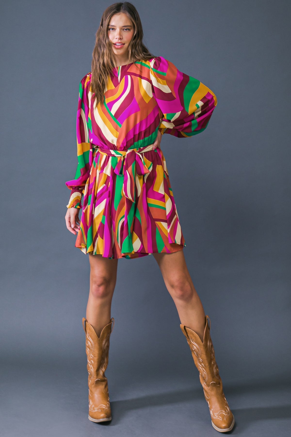 Keep On Moving Retro Printed Woven Mini Dress  DAME BOHEME