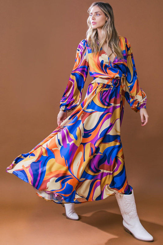 BOLD ADVENTURES WOVEN SATIN MIDI DRESS  DAME BOHEME