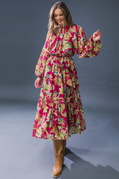 FLORALLY CHIC WOVEN MIDI DRESS  DAME BOHEME