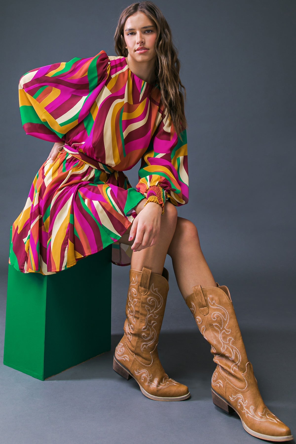 Keep On Moving Retro Printed Woven Mini Dress  DAME BOHEME