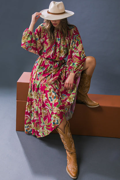 FLORALLY CHIC WOVEN MIDI DRESS  DAME BOHEME