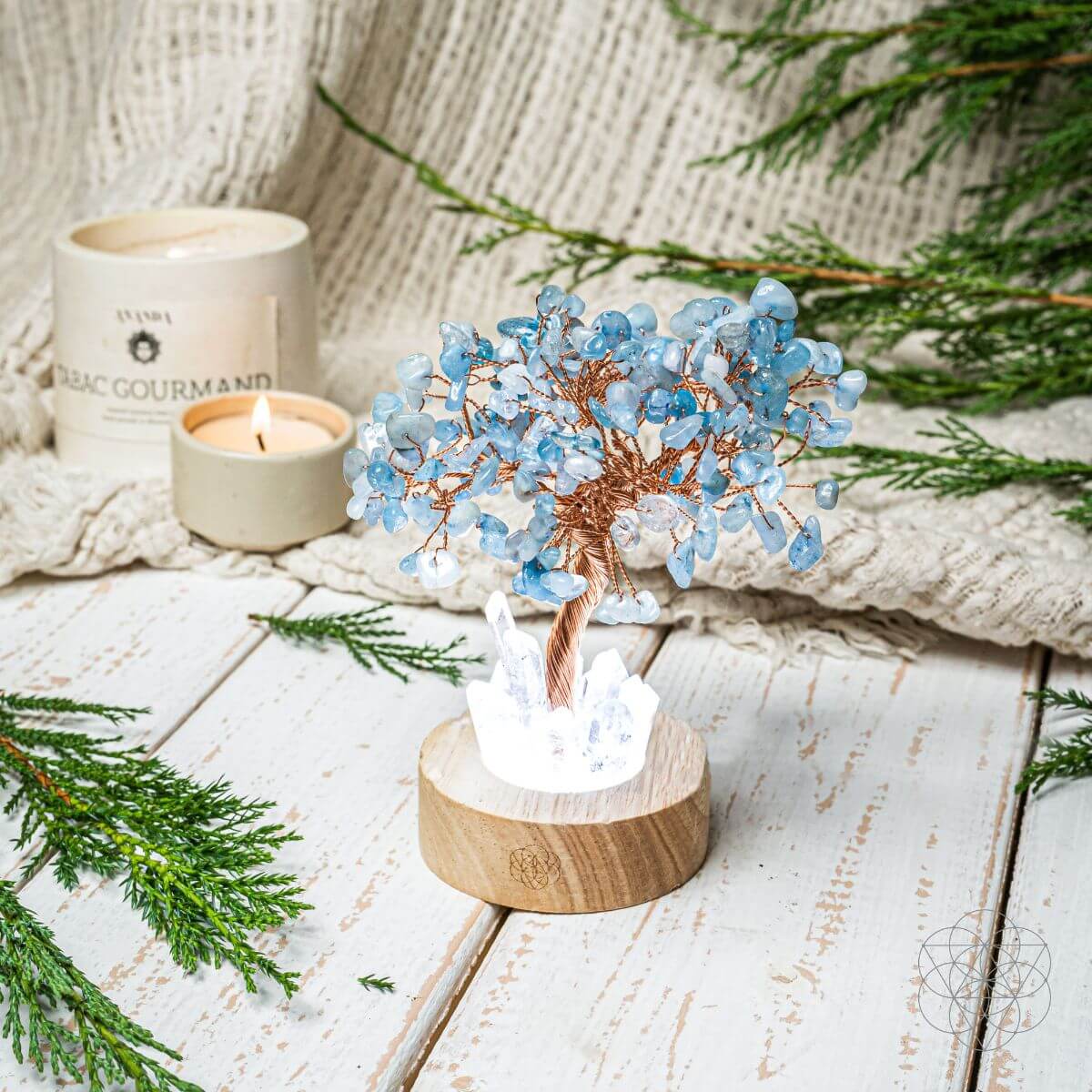 Guardian Angel Lamp of Protection - Aquamarine Tree  DAME BOHEME