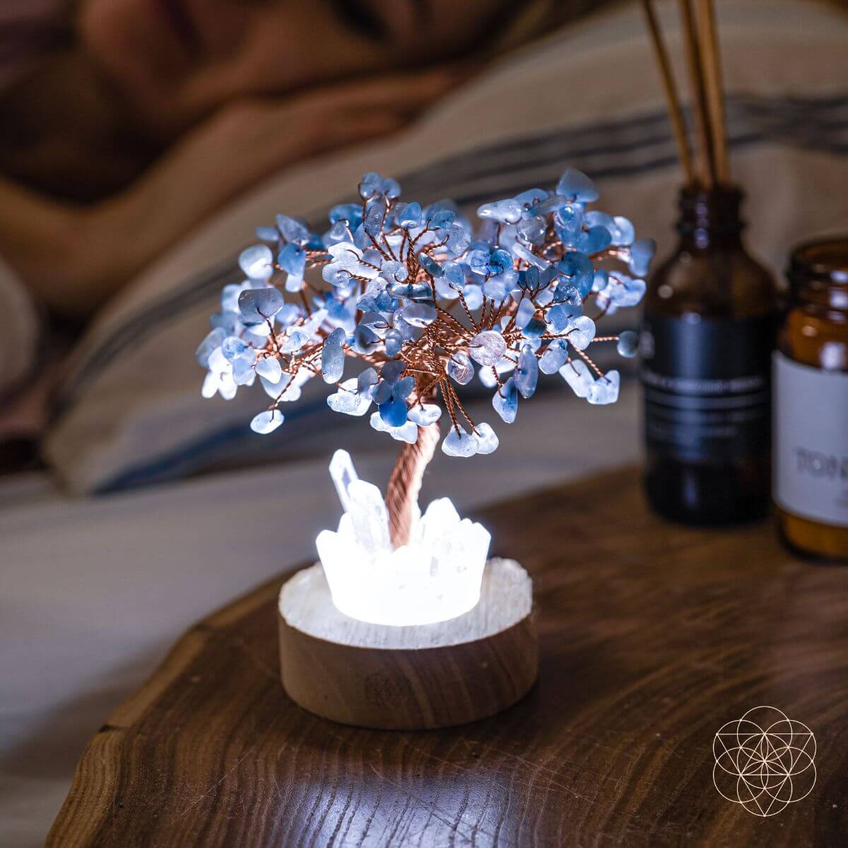 Guardian Angel Lamp of Protection - Aquamarine Tree  DAME BOHEME