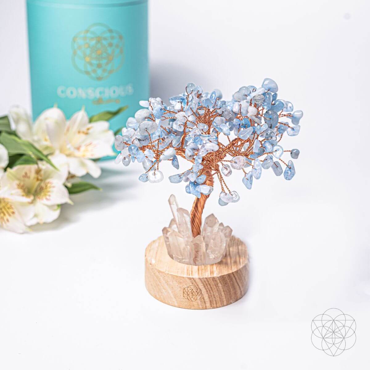 Guardian Angel Lamp of Protection - Aquamarine Tree  DAME BOHEME