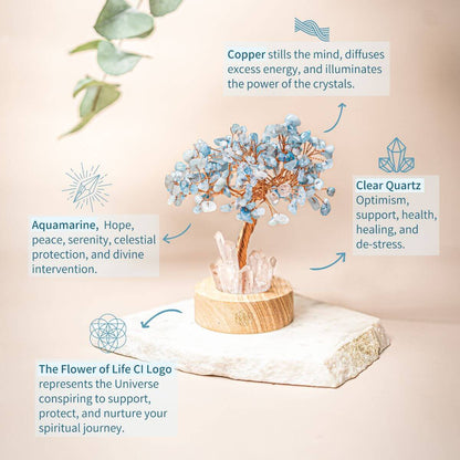 Guardian Angel Lamp of Protection - Aquamarine Tree  DAME BOHEME
