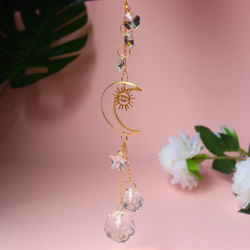 Hanging Sun Catcher Moon Light With Chain Pendant Ornaments  DAME BOHEME