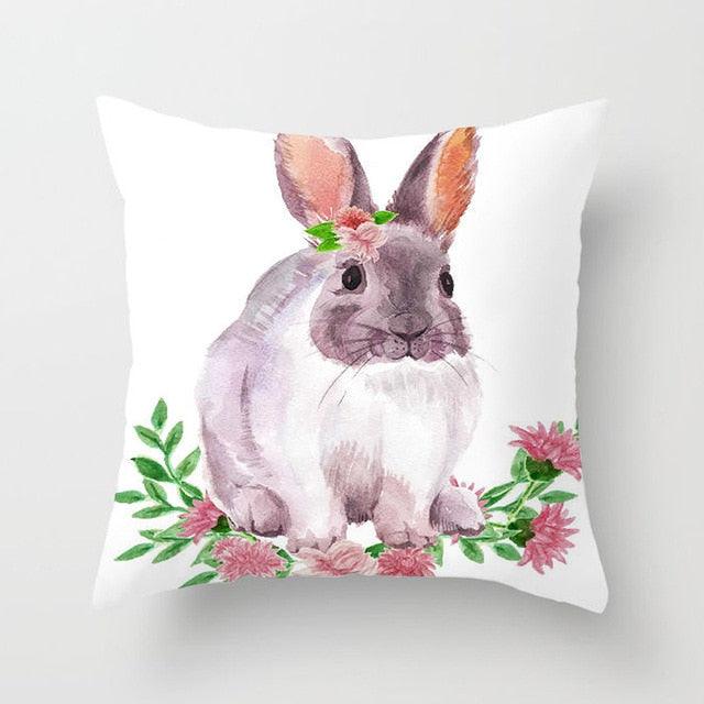 Happy Easter Pillowcase Easter Decorations For Home Party Rabbit Eggs Spring Easter Decor Linen Throw Pillow Cover Case Farmhouse Eggs Tree Rabbit Holiday Cushion Cover Polyester Pillow Cover  DAME BOHEME