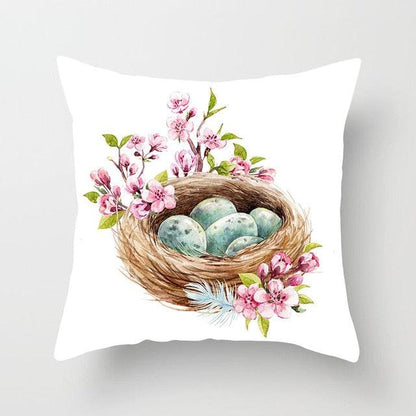 Happy Easter Pillowcase Easter Decorations For Home Party Rabbit Eggs Spring Easter Decor Linen Throw Pillow Cover Case Farmhouse Eggs Tree Rabbit Holiday Cushion Cover Polyester Pillow Cover  DAME BOHEME