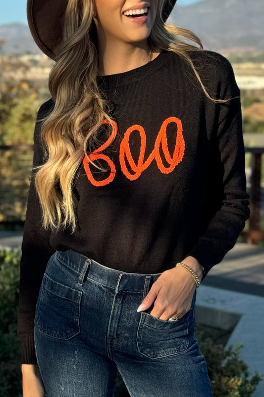 Boo Knitted Ribbed Sweater  DAME BOHEME