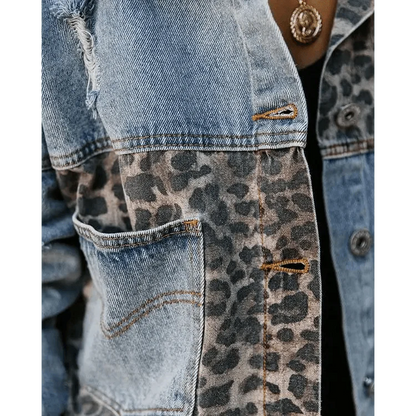 Leopard Print Inserts Denim Jacket  DAME BOHEME
