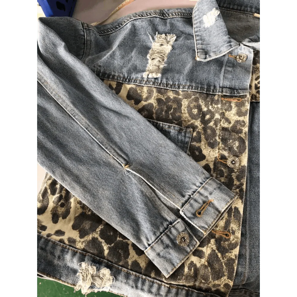 Leopard Print Inserts Denim Jacket  DAME BOHEME