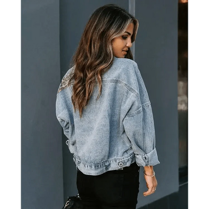 Leopard Print Inserts Denim Jacket  DAME BOHEME