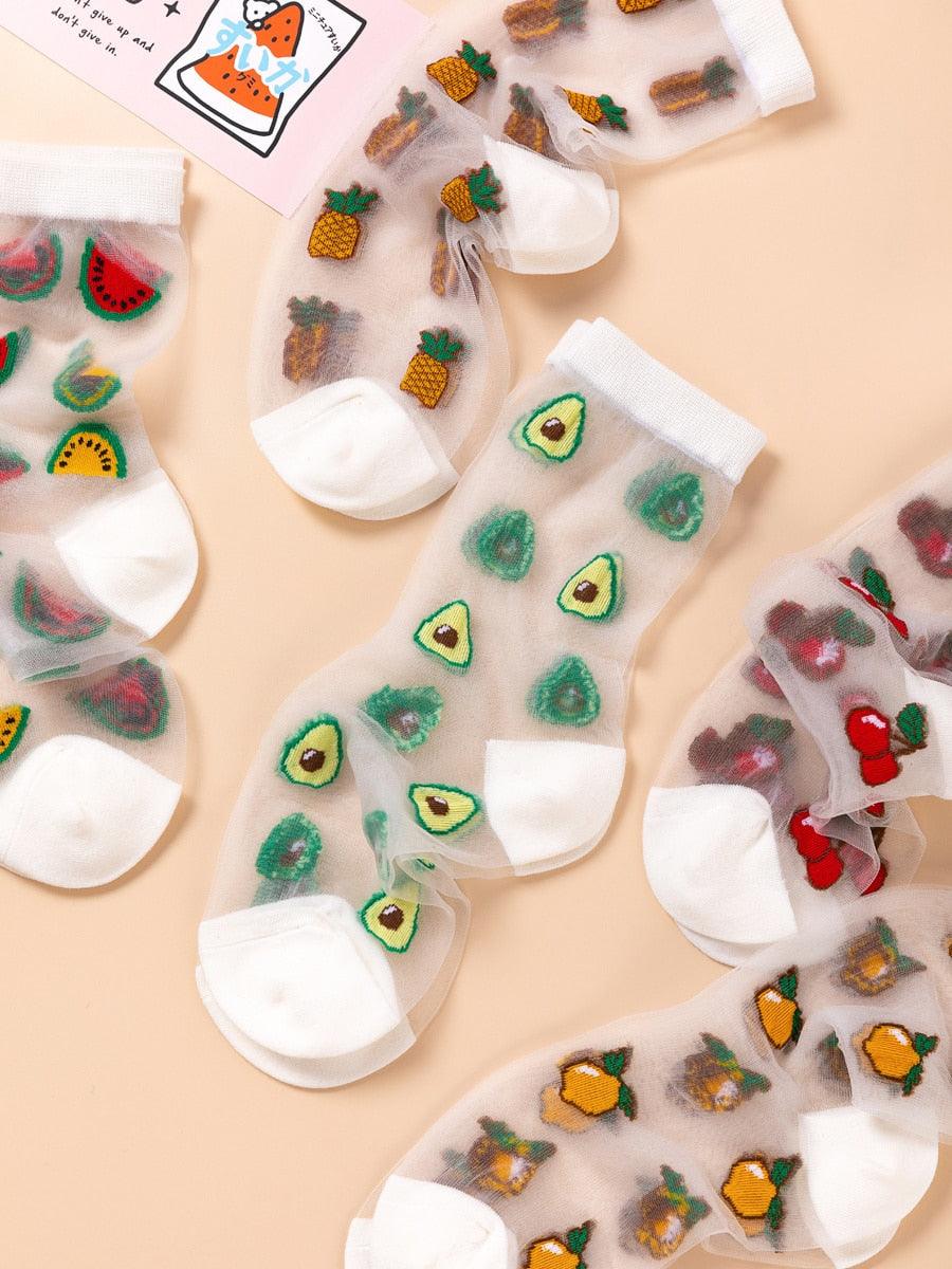 Summer Socks For Women Cartoon Fruits  DAME BOHEME