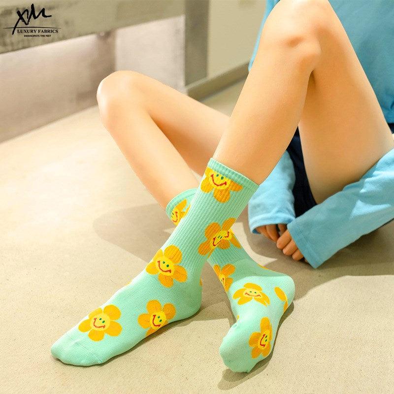 New Style Cartoon Flower Women Socks Kawaii Socks Breathable Spring Autumn Casual Socks Beautiful Girls Socks For Women  DAME BOHEME