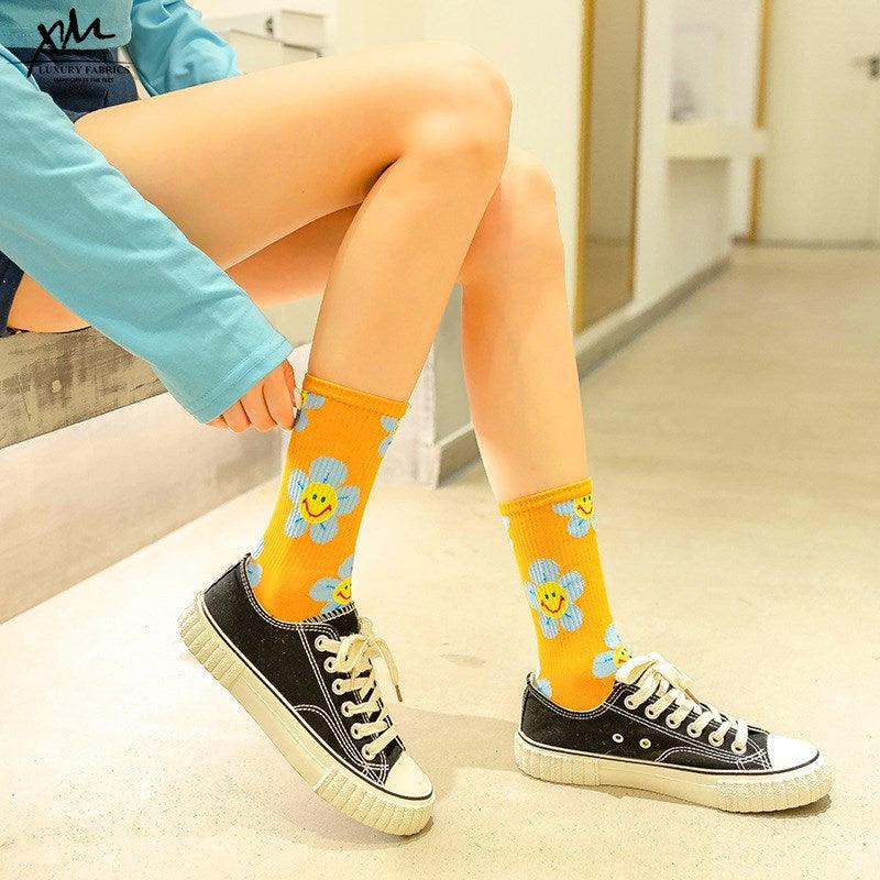 New Style Cartoon Flower Women Socks Kawaii Socks Breathable Spring Autumn Casual Socks Beautiful Girls Socks For Women  DAME BOHEME