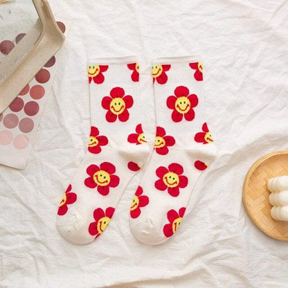 New Style Cartoon Flower Women Socks Kawaii Socks Breathable Spring Autumn Casual Socks Beautiful Girls Socks For Women  DAME BOHEME