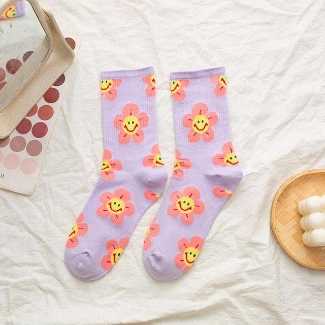 New Style Cartoon Flower Women Socks Kawaii Socks Breathable Spring Autumn Casual Socks Beautiful Girls Socks For Women  DAME BOHEME