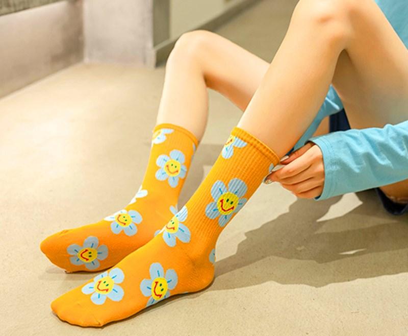 New Style Cartoon Flower Women Socks Kawaii Socks Breathable Spring Autumn Casual Socks Beautiful Girls Socks For Women  DAME BOHEME
