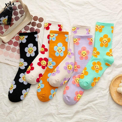 New Style Cartoon Flower Women Socks Kawaii Socks Breathable Spring Autumn Casual Socks Beautiful Girls Socks For Women  DAME BOHEME