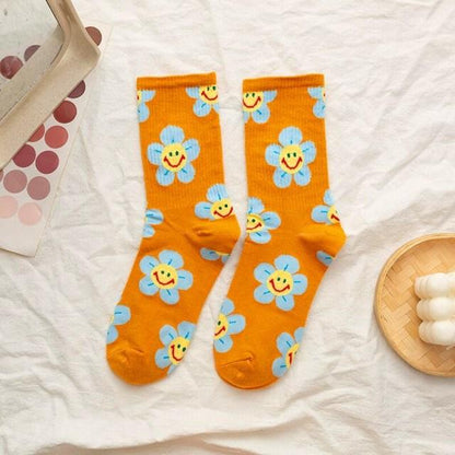 New Style Cartoon Flower Women Socks Kawaii Socks Breathable Spring Autumn Casual Socks Beautiful Girls Socks For Women  DAME BOHEME