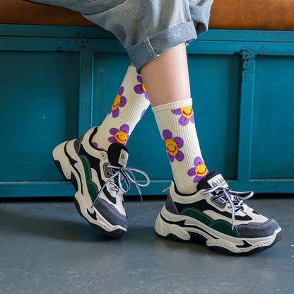 New Style Cartoon Flower Women Socks Kawaii Socks Breathable Spring Autumn Casual Socks Beautiful Girls Socks For Women  DAME BOHEME