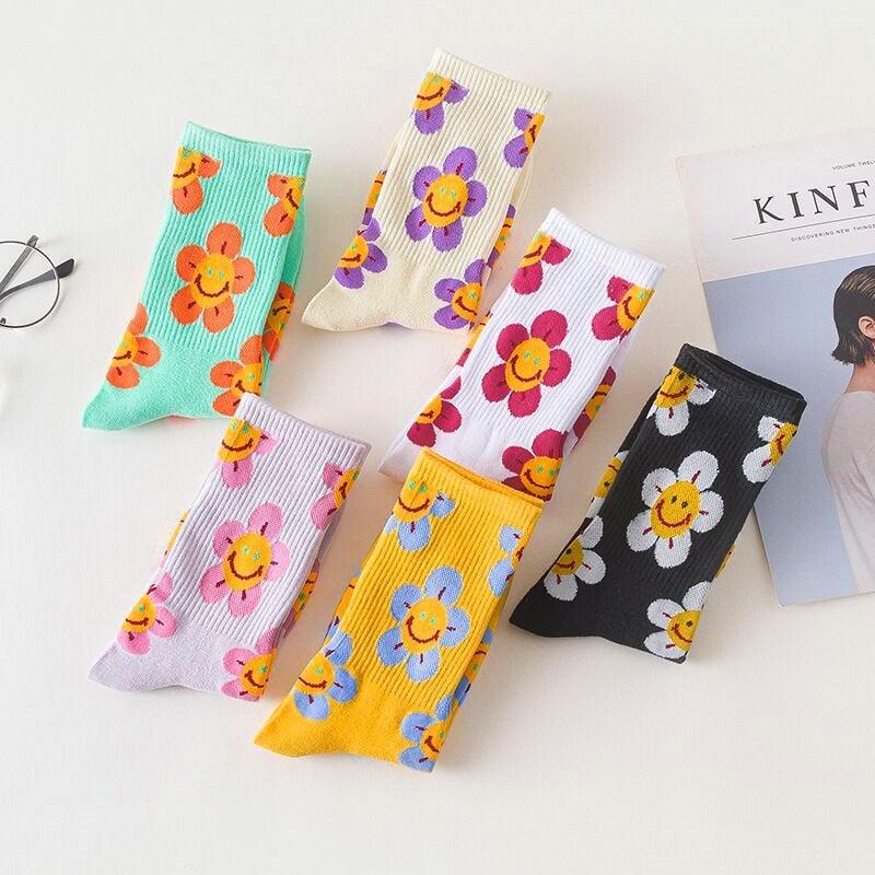 New Style Cartoon Flower Women Socks Kawaii Socks Breathable Spring Autumn Casual Socks Beautiful Girls Socks For Women  DAME BOHEME