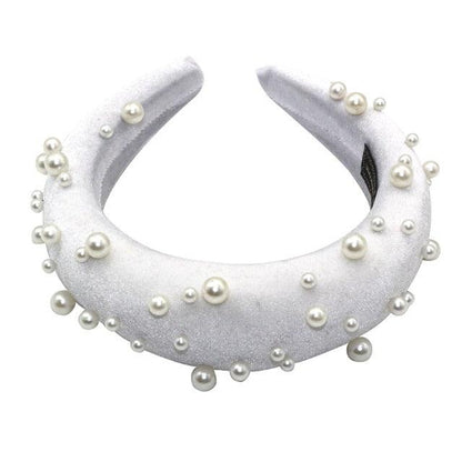 Pearl Headband Special Design Pearl Stone Velvet Hairbands Handmade Women Crown Sponge Thick Head Hoop for Girls Gorgeous Hair Accessories For Women  DAME BOHEME